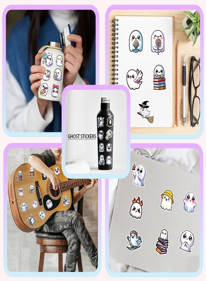 Auconda 100 PCS Halloween Ghost Theme Vinyl Stickers, Cute Ghost Decorative Stickers for Parties, Suitable for Children, Teens, and Adults, Ideal for Water Bottles, Laptops, and Cups - Image 3